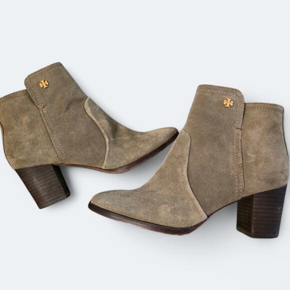 Tory Burch Ankle Boots Green Suede Size 6 - Picture 3 of 5